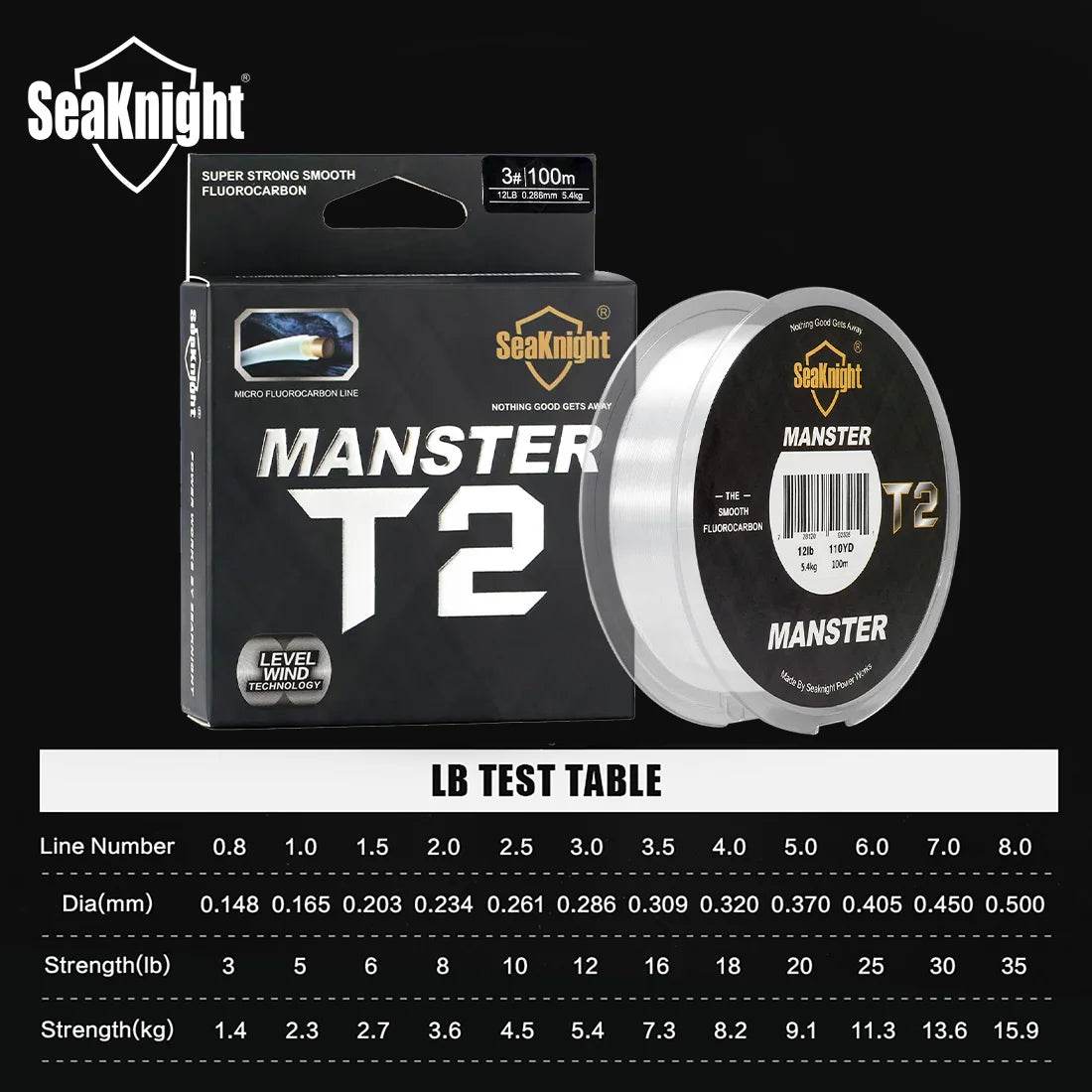 SeaKnight MANSTER T2 Fluorocarbon 100M Line - Fish & Cheaps | Fishing & Outdoor Gear