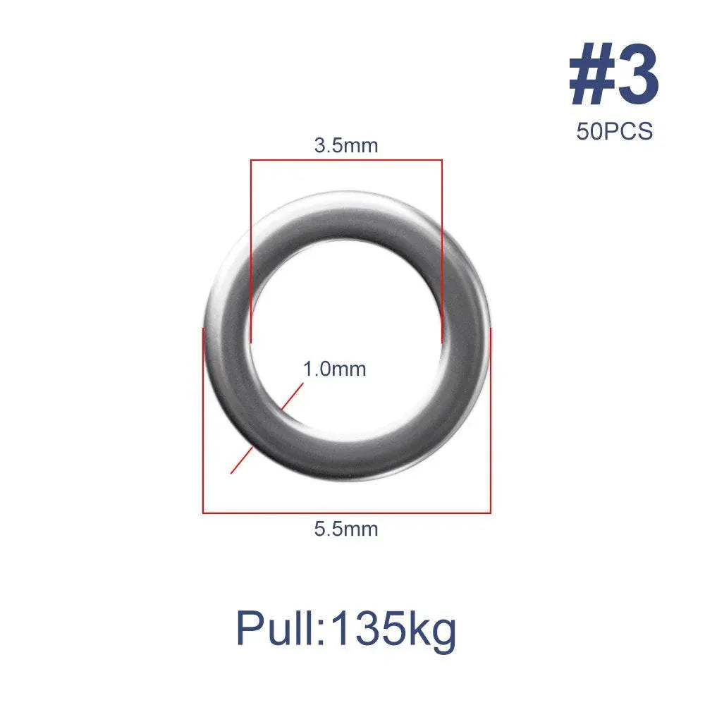 Noeby Heavy Duty Stainless Solid Ring (50 Pack) - Fish & Cheaps | Fishing & Outdoor Gear