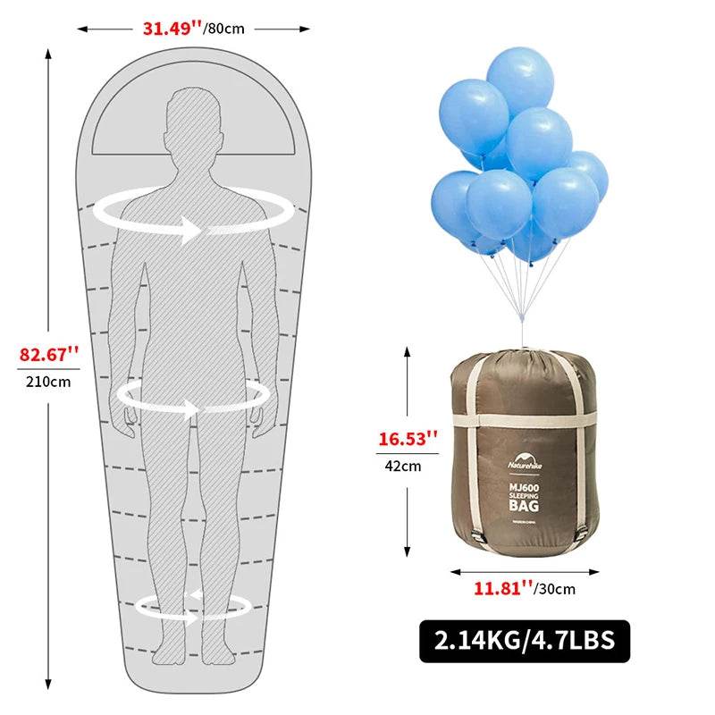 Naturehike MJ300 MJ600 Mummy Sleeping Bag - Fish & Cheaps | Fishing & Outdoor Gear