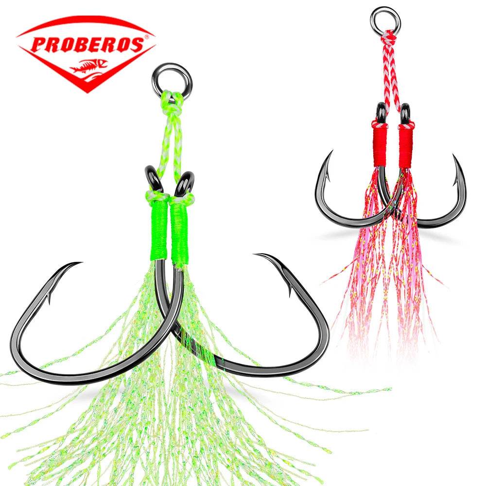 PROBEROS 2Pcs Assist Double Jig Hooks - Fish & Cheaps | Fishing & Outdoor Gear