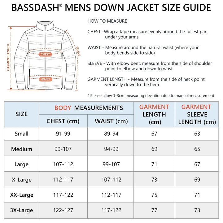 BASSDASH Men’s Puffy Down Jacket 700FP - Fish & Cheaps | Fishing & Outdoor Gear