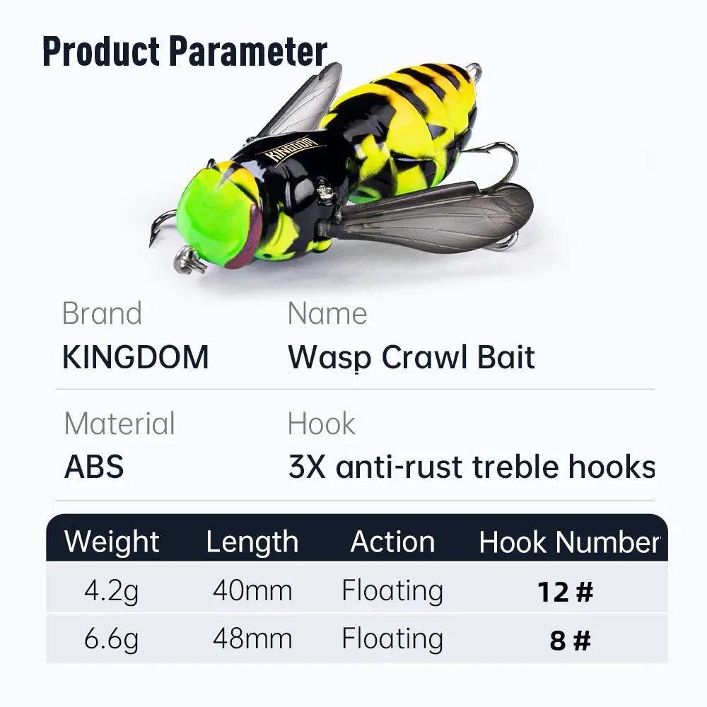 Kingdom Floating Wasp Bait – Ultra-Realistic Insect Lure - Fish & Cheaps | Fishing & Outdoor Gear