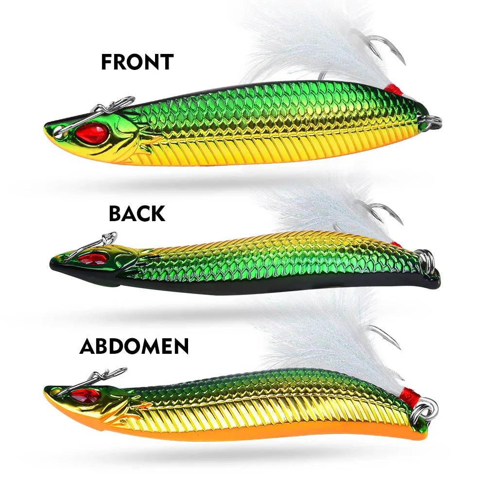 PROBEROS Spinner Spoon Metal Lure – Leech Feather Treble Hook - Fish & Cheaps | Fishing & Outdoor Gear