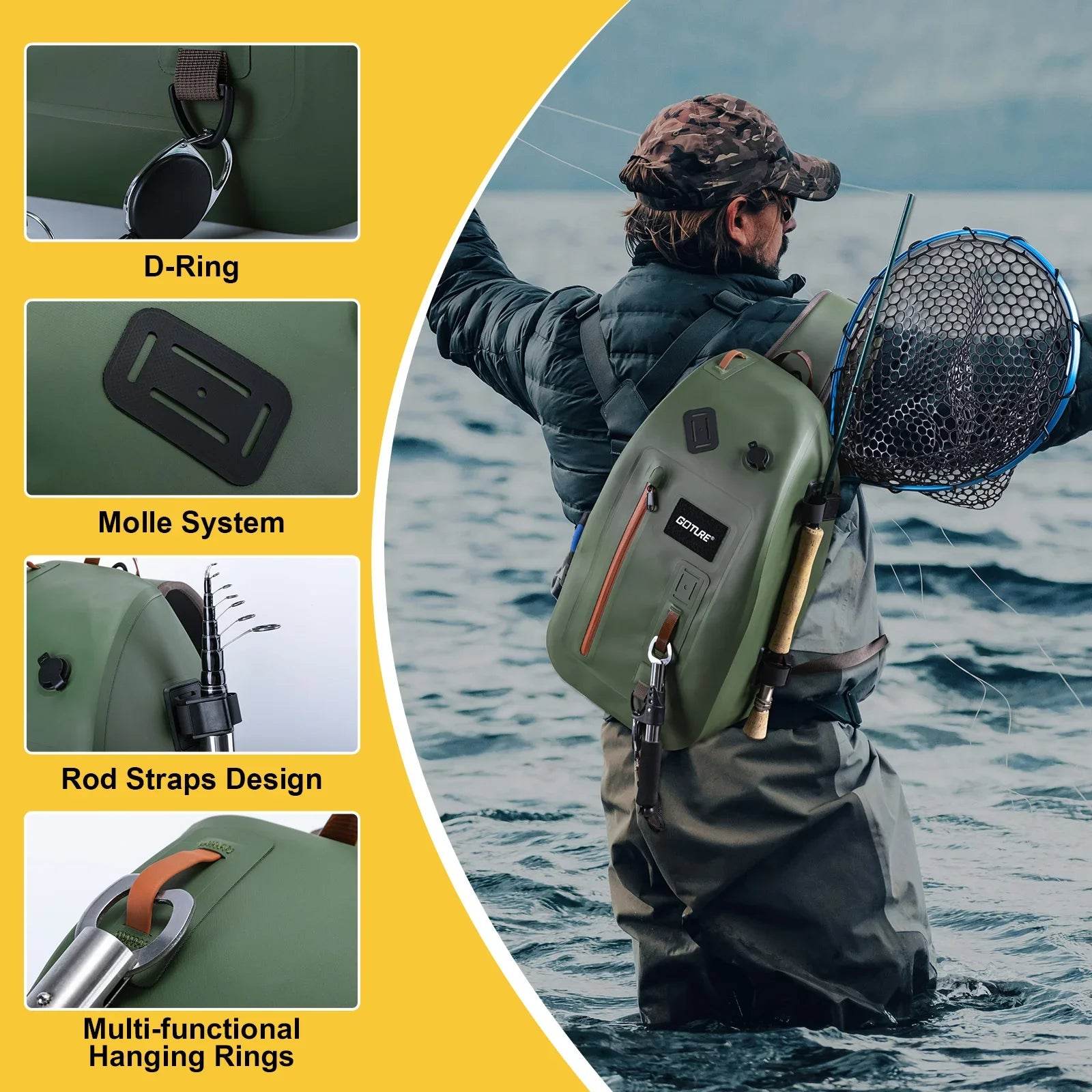 Goture IPX8 Waterproof Fishing Dry Backpack - Fish & Cheaps | Fishing & Outdoor Gear