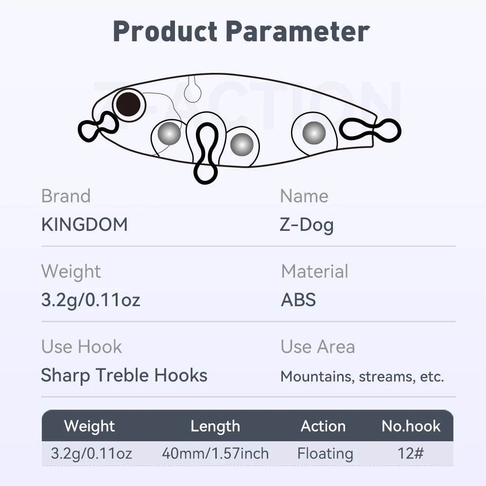 Kingdom Z-Dog 40mm Floating Pencil Lure - Fish & Cheaps | Fishing & Outdoor Gear