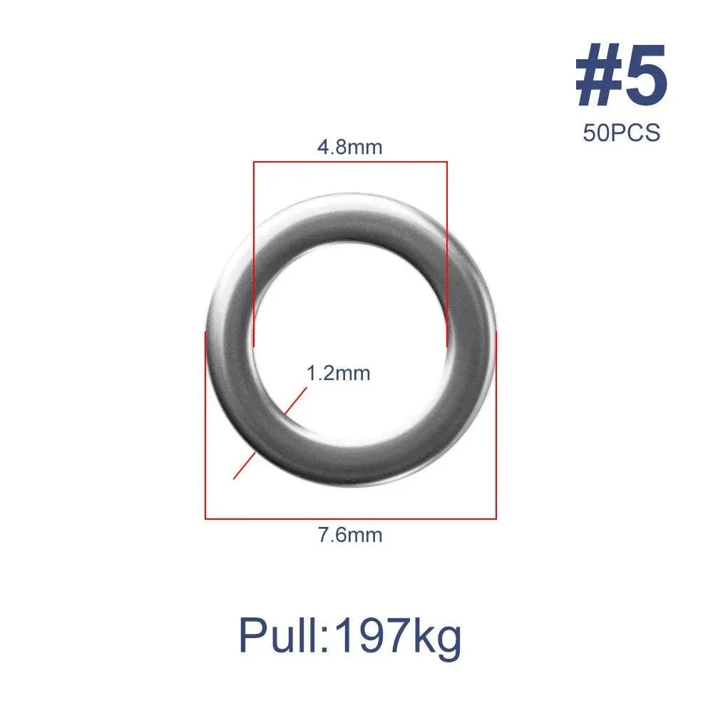 Noeby Heavy Duty Stainless Solid Ring (50 Pack) - Fish & Cheaps | Fishing & Outdoor Gear