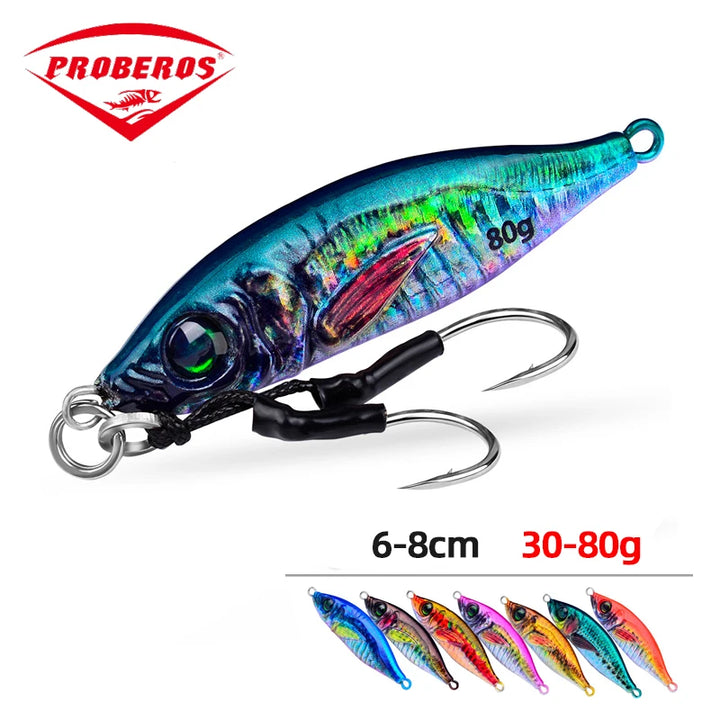 BIG Metal Jig Fishing Lure Weights 30g–80g – Hard Bait for Saltwater Jigging