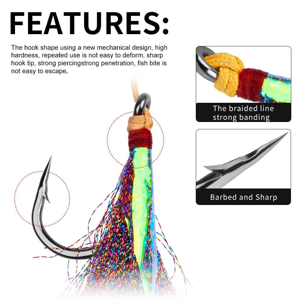 PROBEROS Saltwater Feathered Hooks 5-Pack - Fish & Cheaps | Fishing & Outdoor Gear