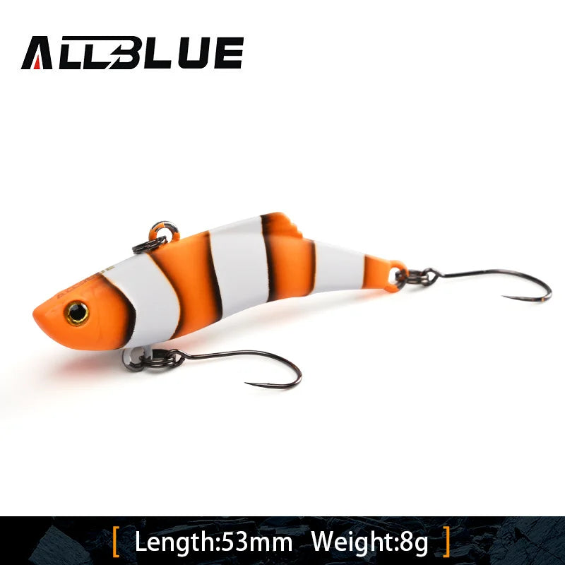 ALLBLUE Silent VIB Sinking Fishing Lure 8g 18g Hard Solid Wobbler Plastic Vibration Trout Bass Pike Artificial Winter Ice Bait