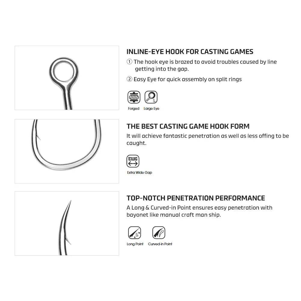 NOEBY Inline Single Big Game Hooks - Fish & Cheaps | Fishing & Outdoor Gear
