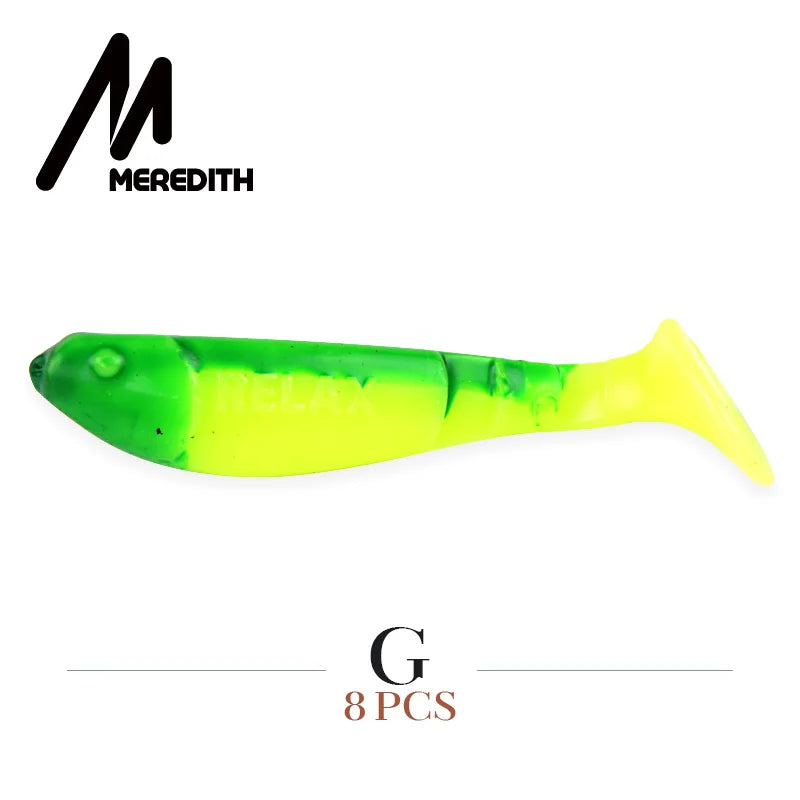 MEREDITH 7cm 4.5g 8pcs Set of 3 Predator Tackle Soft Plastic Jig Heads Pike Lures Fishing Soft Lures