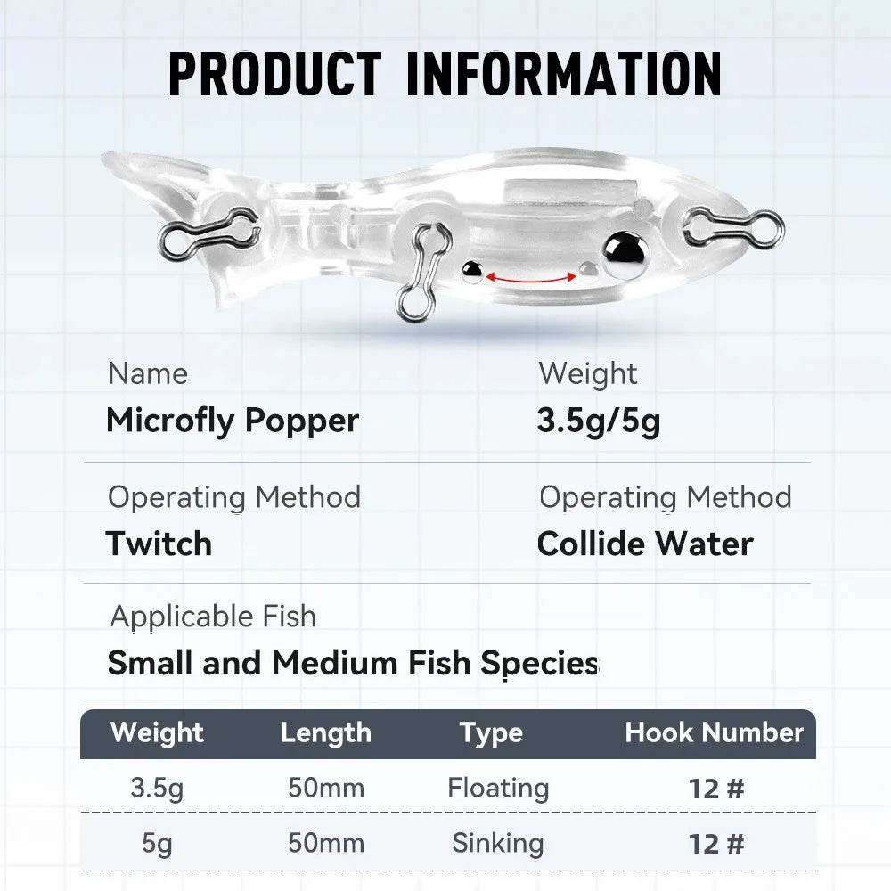 Kingdom Mini Popper Fishing Lure – 50mm Precision Bait - Fish & Cheaps | Fishing & Outdoor Gear