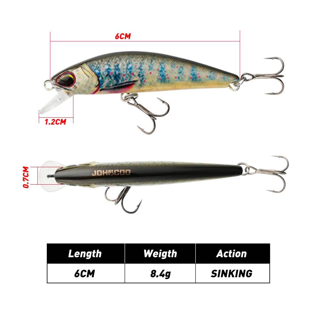 Johncoo 6cm Sinking Minnow – Precision Predator Lure - Fish & Cheaps | Fishing & Outdoor Gear