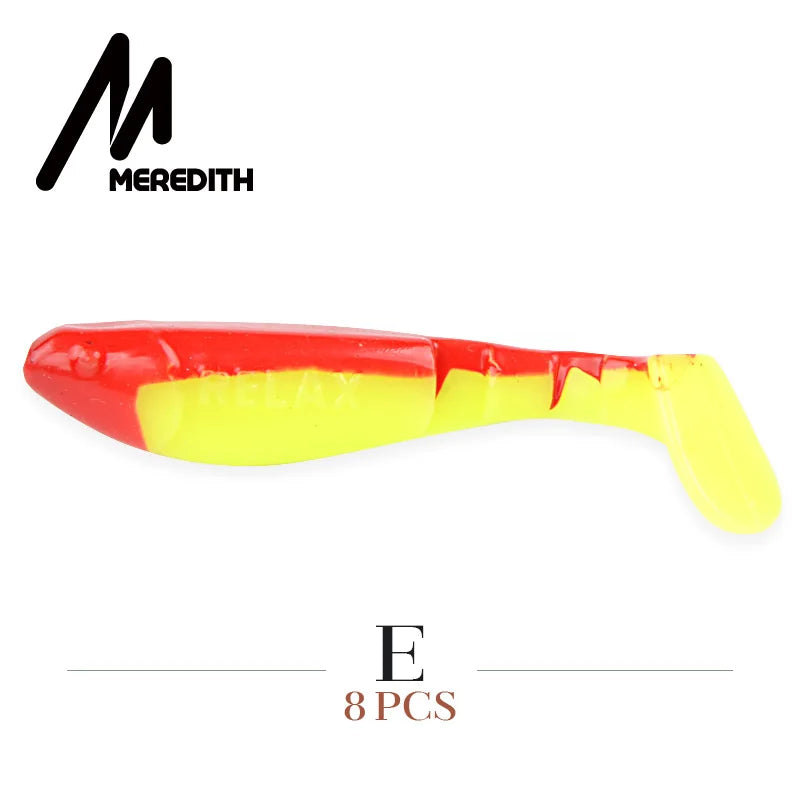 MEREDITH 7cm 4.5g 8pcs Set of 3 Predator Tackle Soft Plastic Jig Heads Pike Lures Fishing Soft Lures