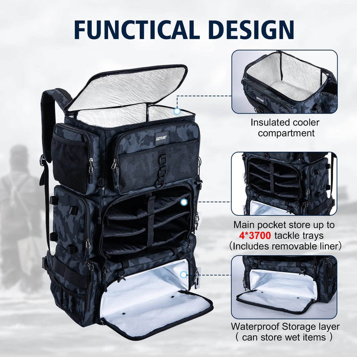 Goture 72L Large Capacity Fishing Tackle Bag - Fish & Cheaps | Fishing & Outdoor Gear