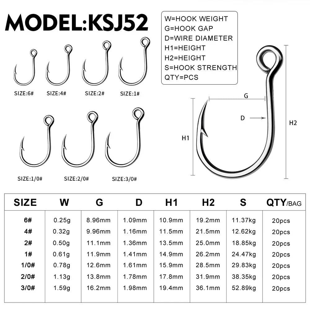 PROBEROS 20pcs Stainless Jig Hooks - Fish & Cheaps | Fishing & Outdoor Gear