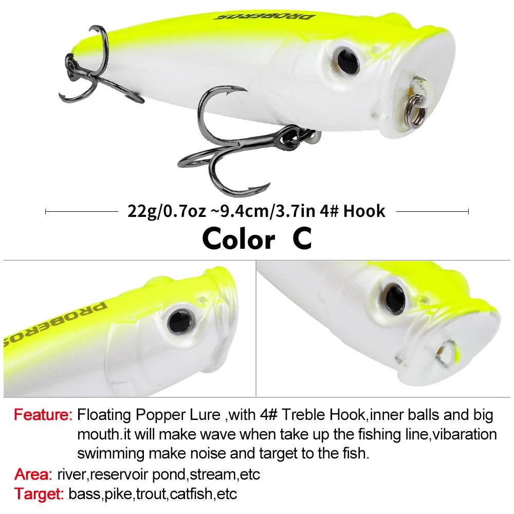 PROBEROS 9.4cm Big Popper – Topwater Swimbait Lure - Fish & Cheaps | Fishing & Outdoor Gear