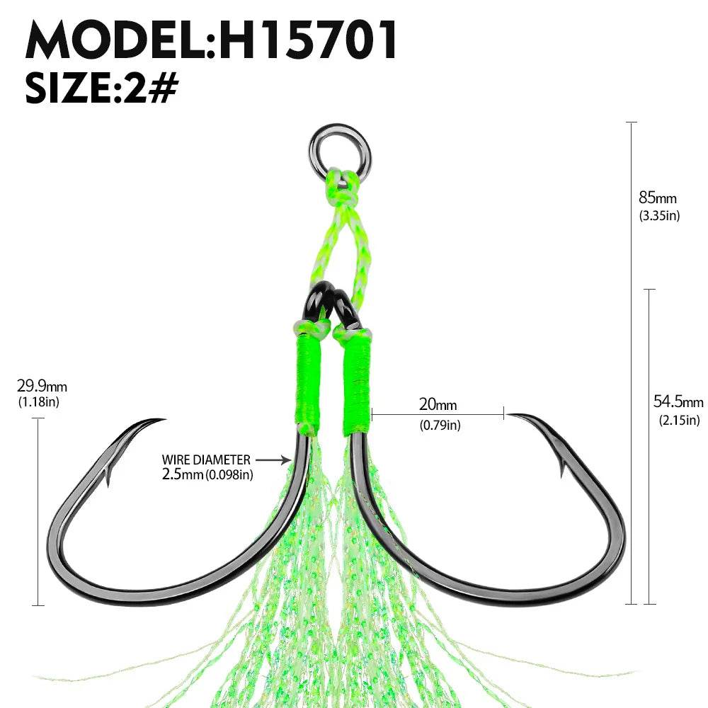 PROBEROS 2Pcs Assist Double Jig Hooks - Fish & Cheaps | Fishing & Outdoor Gear