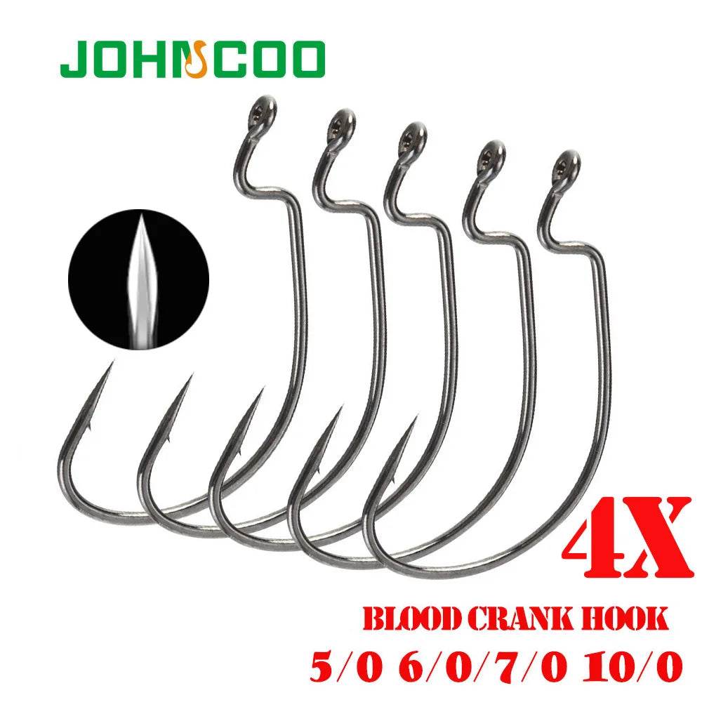JOHNCOO 4X Blood Wide Crank Fishing Hooks - Fish & Cheaps | Fishing & Outdoor Gear