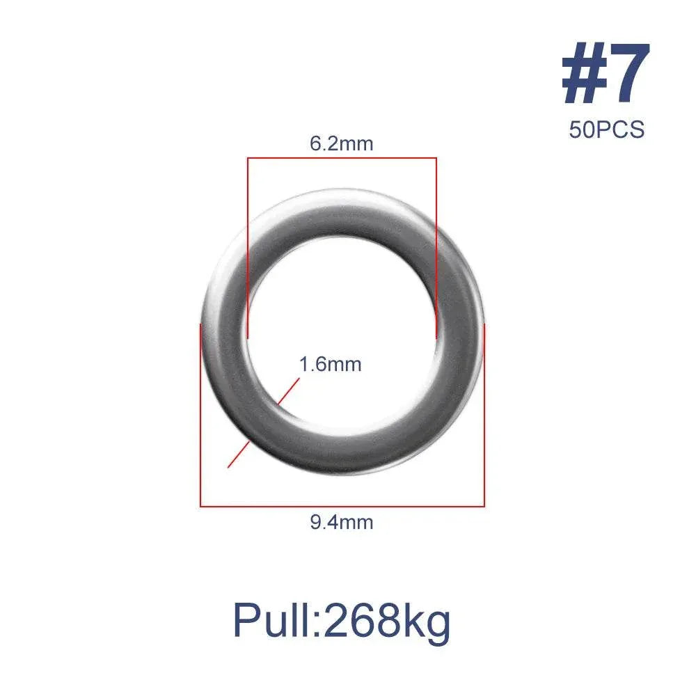 Noeby Heavy Duty Stainless Solid Ring (50 Pack) - Fish & Cheaps | Fishing & Outdoor Gear