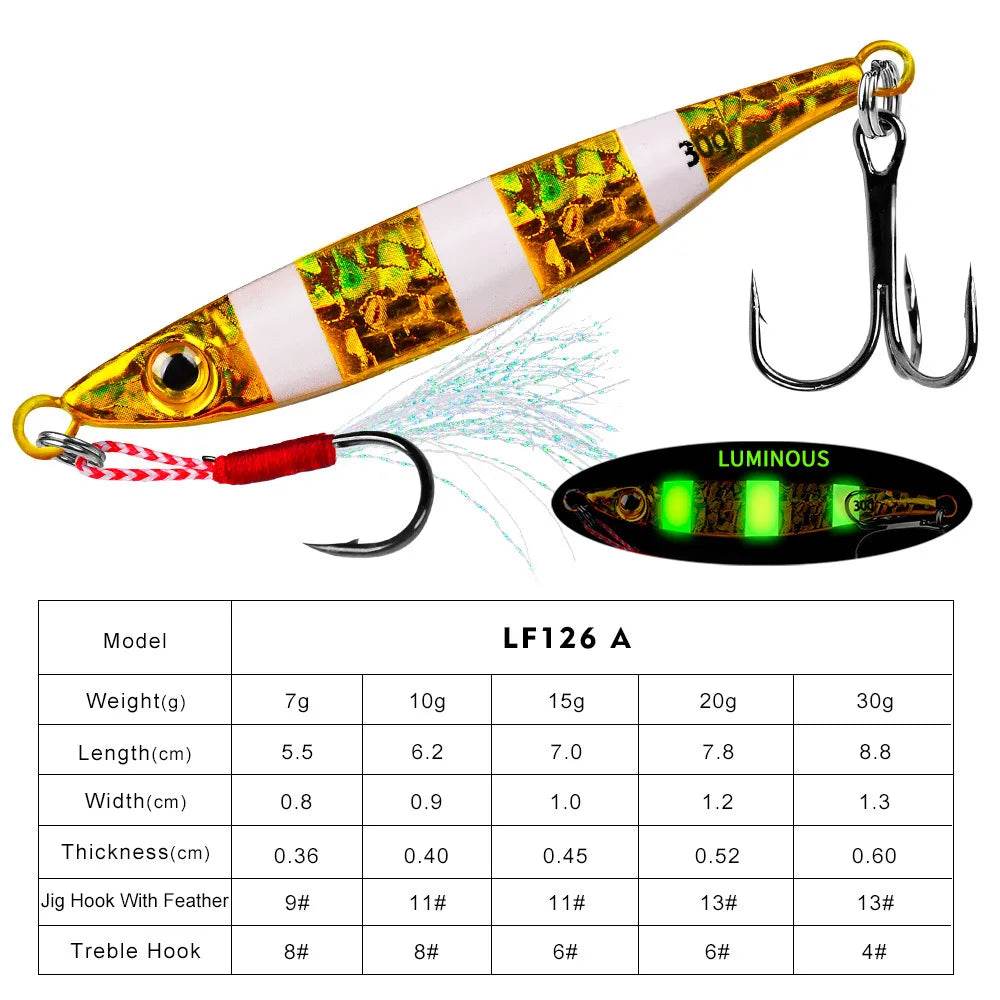 PROBEROS Japen Metal Cast Jig Spoon – Luminous Jigging Lure - Fish & Cheaps | Fishing & Outdoor Gear