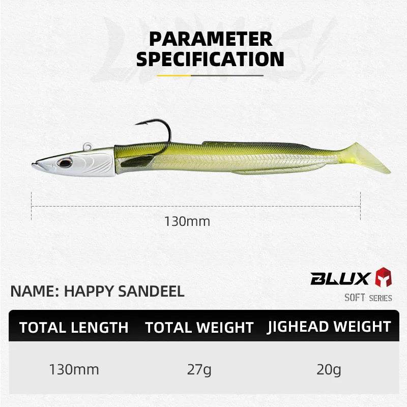 BLUX Happy Sandeel 13cm Soft Paddle Tail Lure - Fish & Cheaps | Fishing & Outdoor Gear