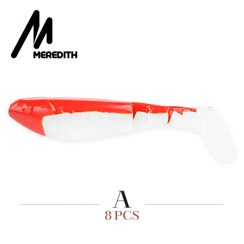 MEREDITH 7cm 4.5g 8pcs Set of 3 Predator Tackle Soft Plastic Jig Heads Pike Lures Fishing Soft Lures