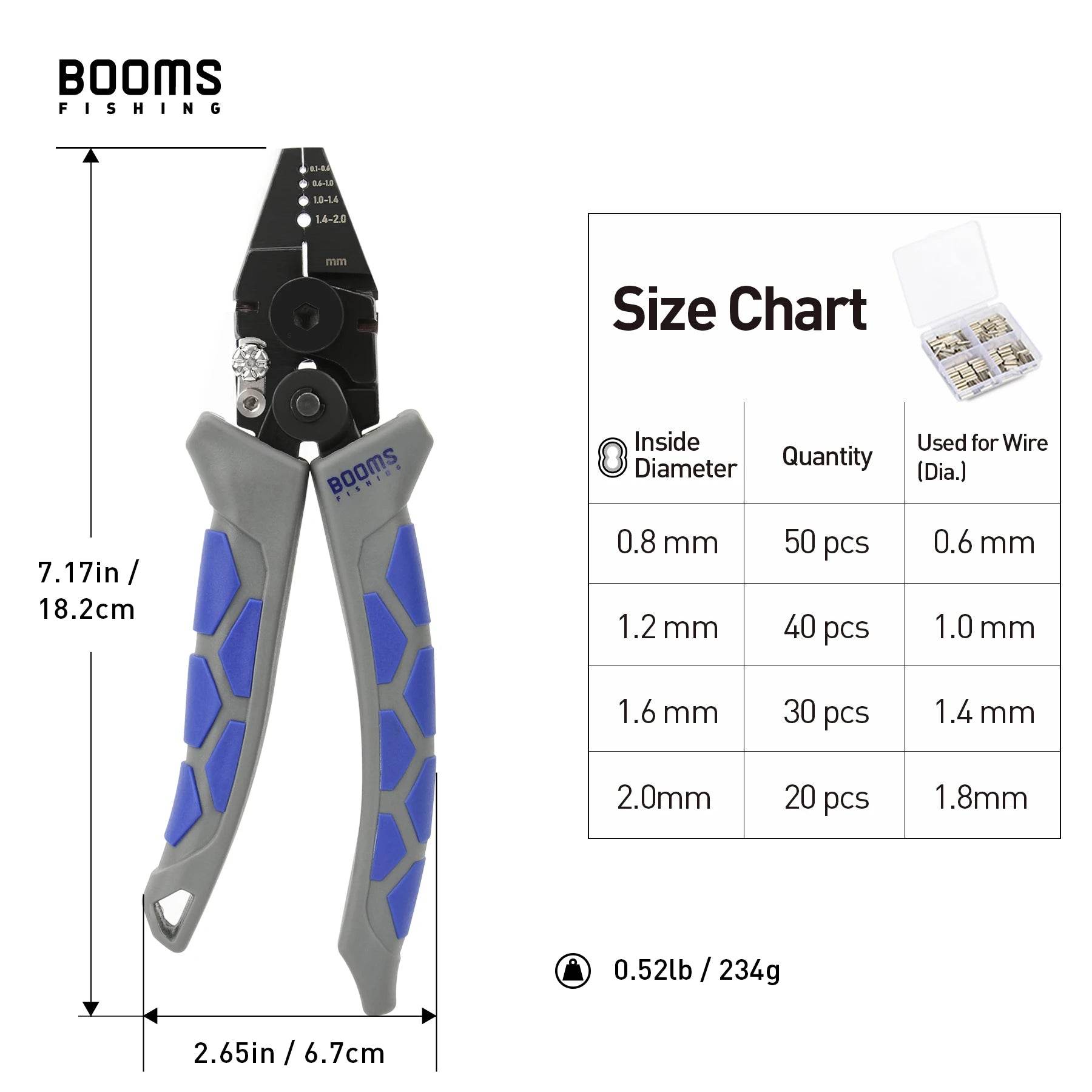Booms Fishing CP4 Carbon Steel Crimping Pliers & 140 Crimp Sleeves Kit - Fish & Cheaps | Fishing & Outdoor Gear