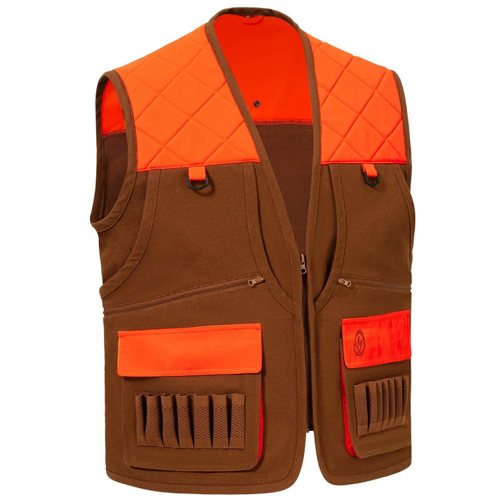 BASSDASH Blaze Orange & Brown Upland Hunting Vest - Fish & Cheaps | Fishing & Outdoor Gear