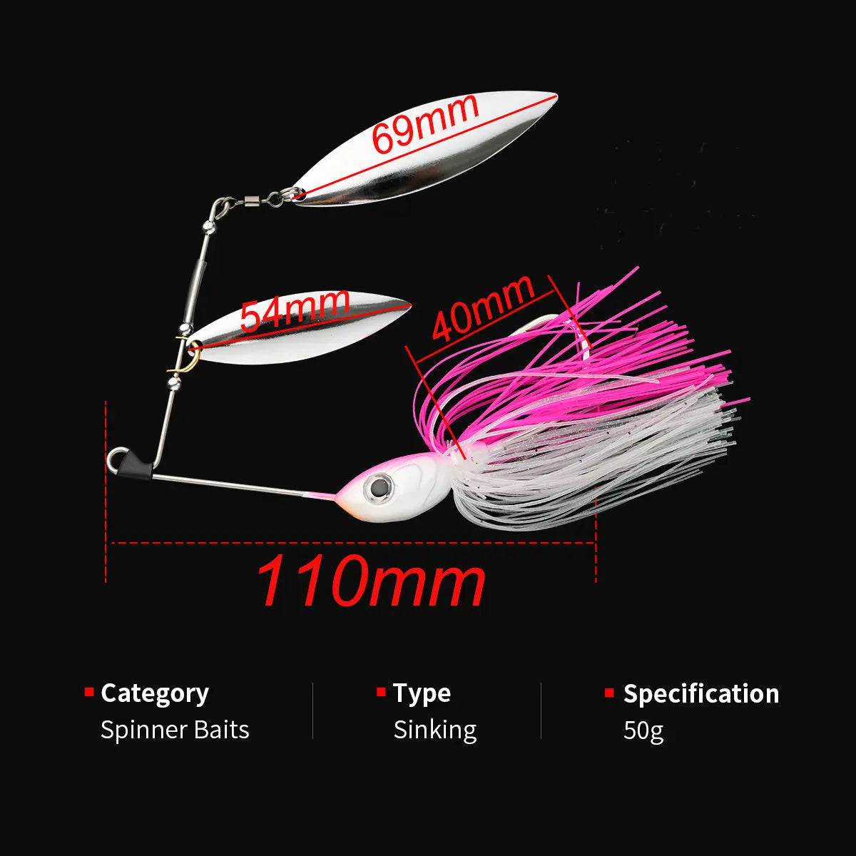 JOHNCOO 50g Double Blade Spinnerbait - Fish & Cheaps | Fishing & Outdoor Gear