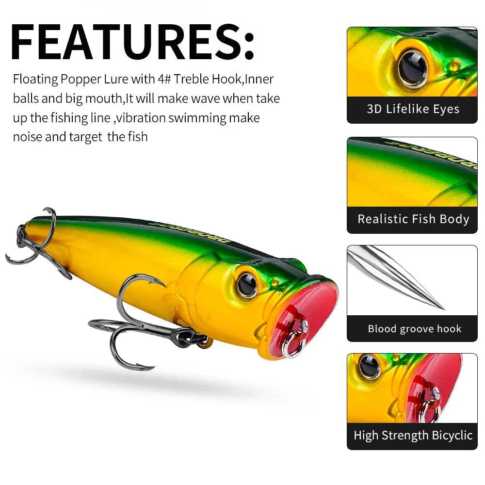 PROBEROS 9.4cm Big Popper – Topwater Swimbait Lure - Fish & Cheaps | Fishing & Outdoor Gear