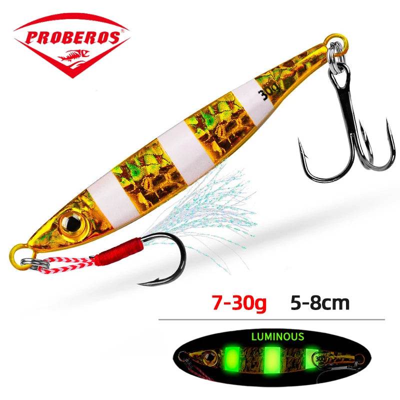 PROBEROS Japen Metal Cast Jig Spoon – Luminous Jigging Lure - Fish & Cheaps | Fishing & Outdoor Gear