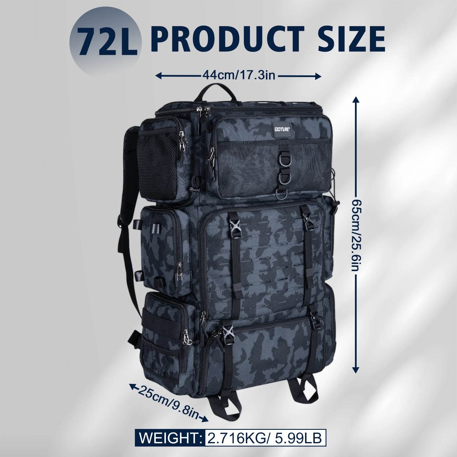 Goture 72L Large Capacity Fishing Tackle Bag - Fish & Cheaps | Fishing & Outdoor Gear