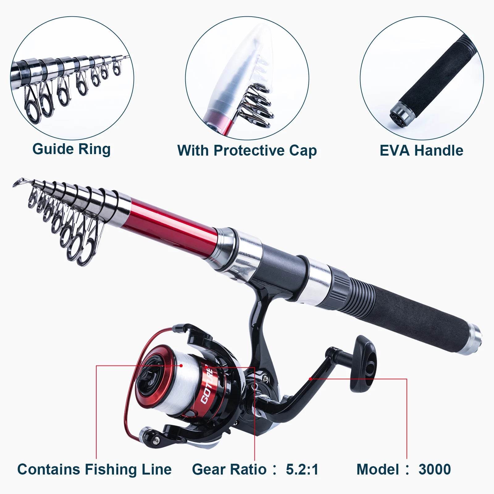 Goture Carbon Telescopic Fishing Rod & Reel Combo Kit - Fish & Cheaps | Fishing & Outdoor Gear