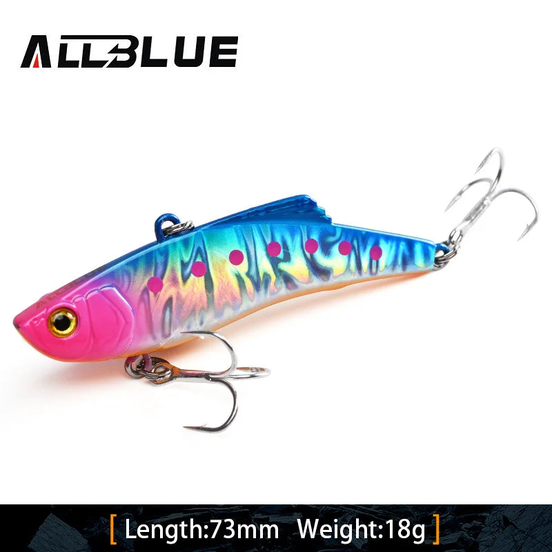 ALLBLUE Silent VIB Sinking Fishing Lure 8g 18g Hard Solid Wobbler Plastic Vibration Trout Bass Pike Artificial Winter Ice Bait