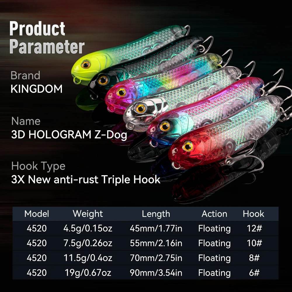 Kingdom Z-Dog 3D Hologram Topwater Lure - Fish & Cheaps | Fishing & Outdoor Gear