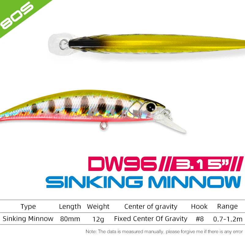 TSURINOYA 80S Sinking Minnow – 8cm Hard Bait - Fish & Cheaps | Fishing & Outdoor Gear