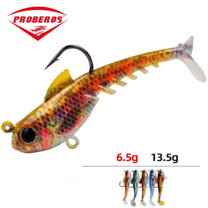 PROBEROS T Tail Soft Lure Lead Head Single Hook 6.5g–13.5g – Soft Lure Fishing Tackle