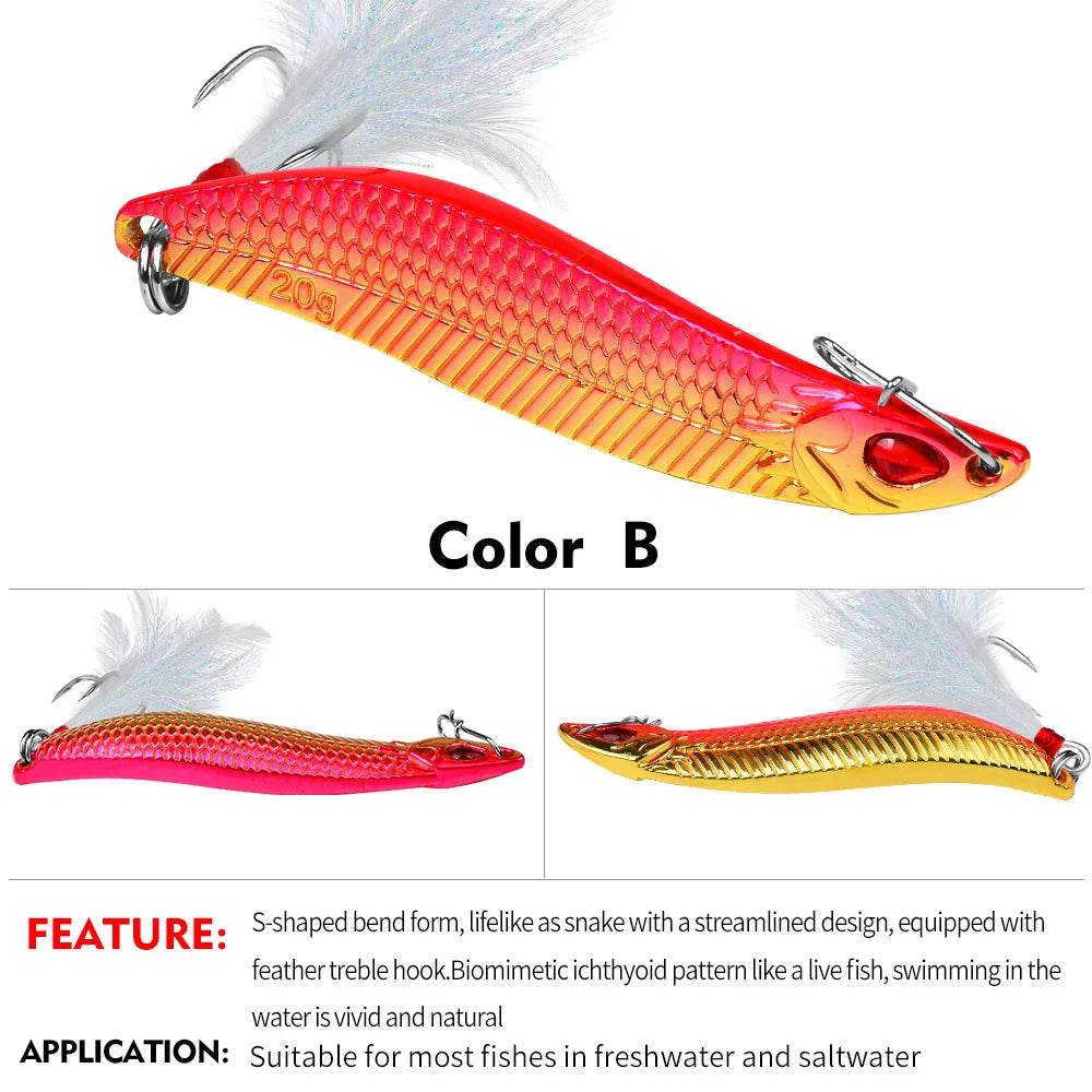 PROBEROS Spinner Spoon Metal Lure – Leech Feather Treble Hook - Fish & Cheaps | Fishing & Outdoor Gear
