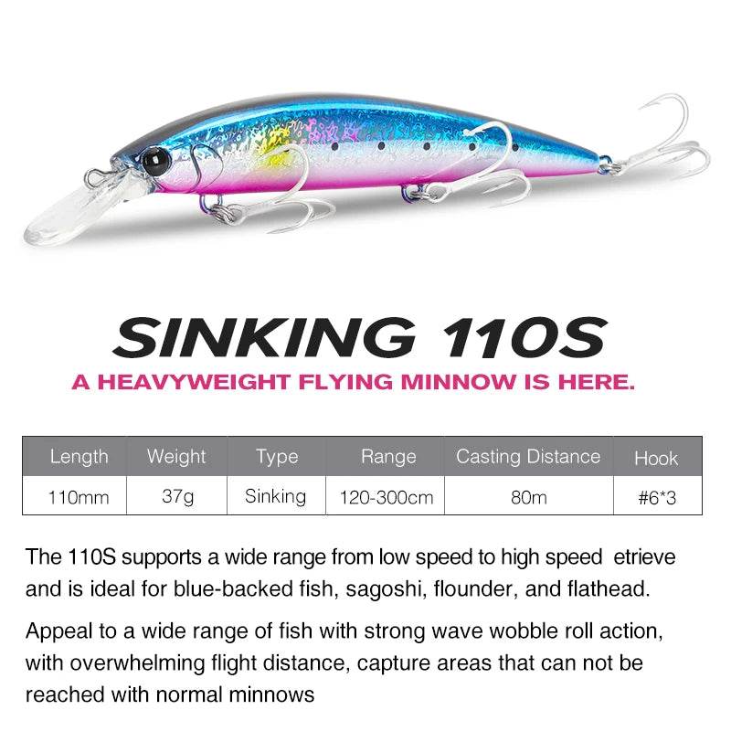 TSURINOYA WIZARD 110S Heavy Casting Minnow Lure - Fish & Cheaps | Fishing & Outdoor Gear
