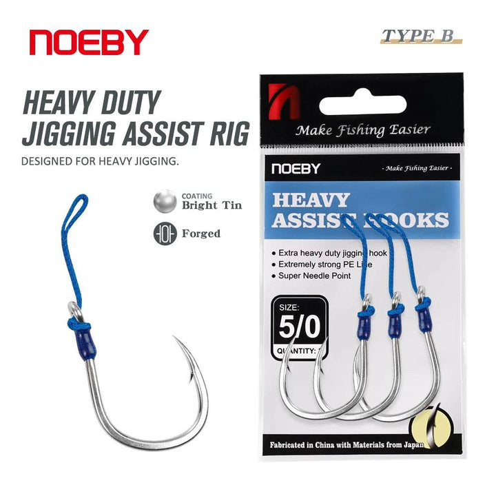 Noeby Heavy Duty Jigging Assist Rig Hooks – 3PC Tin Coated - Fish & Cheaps | Fishing & Outdoor Gear