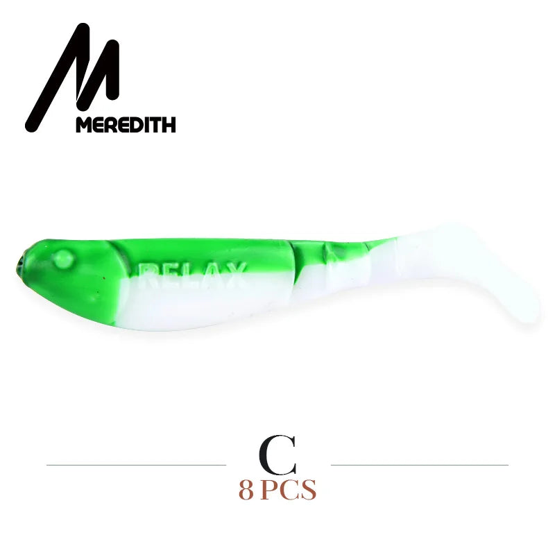 MEREDITH 7cm 4.5g 8pcs Set of 3 Predator Tackle Soft Plastic Jig Heads Pike Lures Fishing Soft Lures