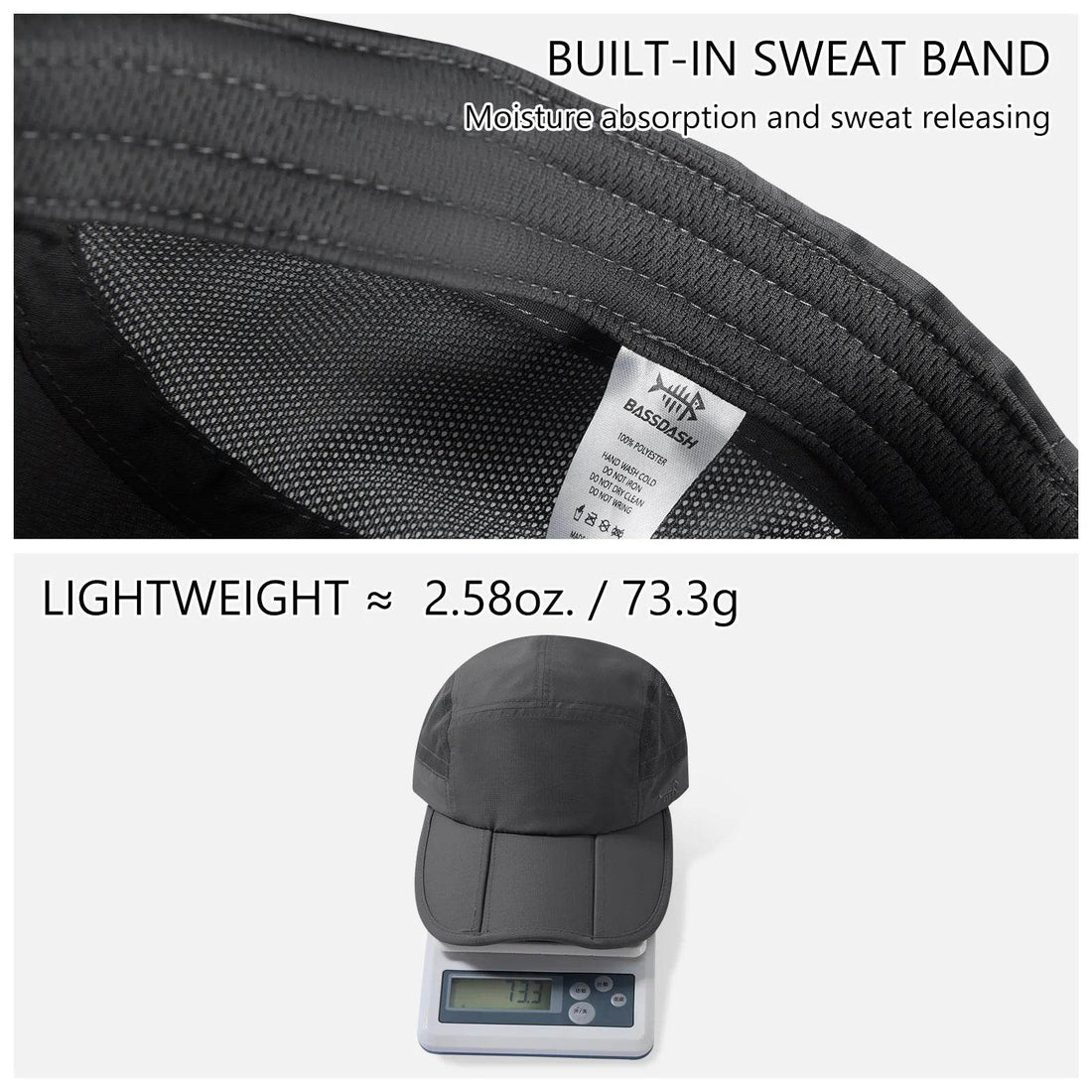 BASSDASH Folding Fishing Cap – UPF 50+ Sun Protection - Fish & Cheaps | Fishing & Outdoor Gear