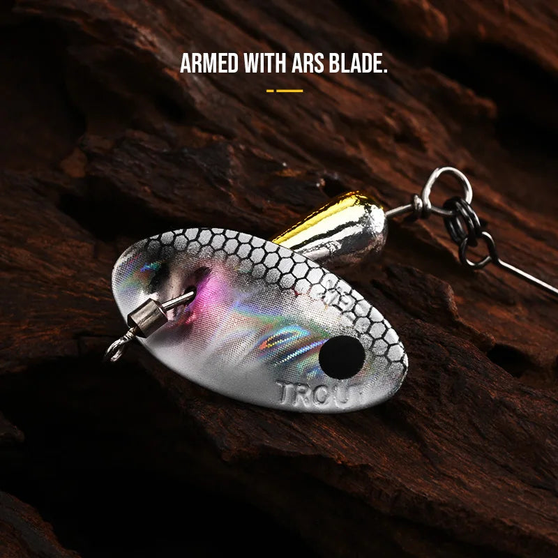 BLUX AR-S Rotating Spinner Metal Lure 2.1g/3.5g Single Hook Artificial Bait Copper Blade Spoon Stream Area Trout Fishing Lure