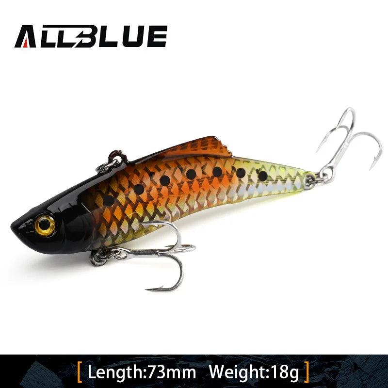 ALLBLUE Silent VIB Sinking Fishing Lure 8g 18g Hard Solid Wobbler Plastic Vibration Trout Bass Pike Artificial Winter Ice Bait
