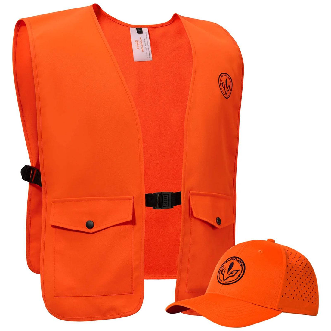 BASSDASH Blaze Orange High Visibility Vest & Cap Combo - Fish & Cheaps | Fishing & Outdoor Gear