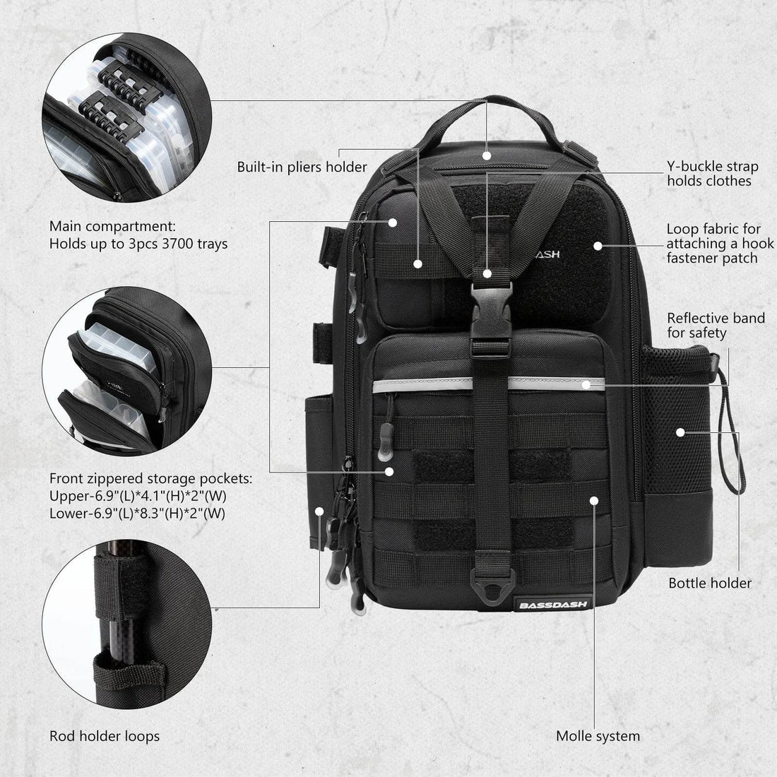 BASSDASH Convertible Tackle Sling Pack - Fish & Cheaps | Fishing & Outdoor Gear