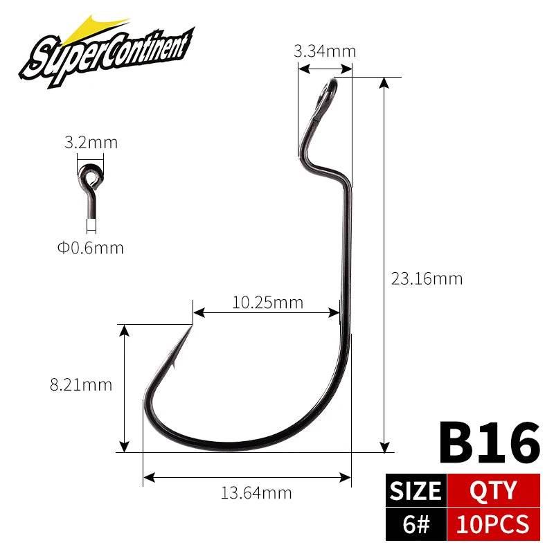 SUPERCONTINENT Wide Super Lock Soft Worm Hooks - Fish & Cheaps | Fishing & Outdoor Gear