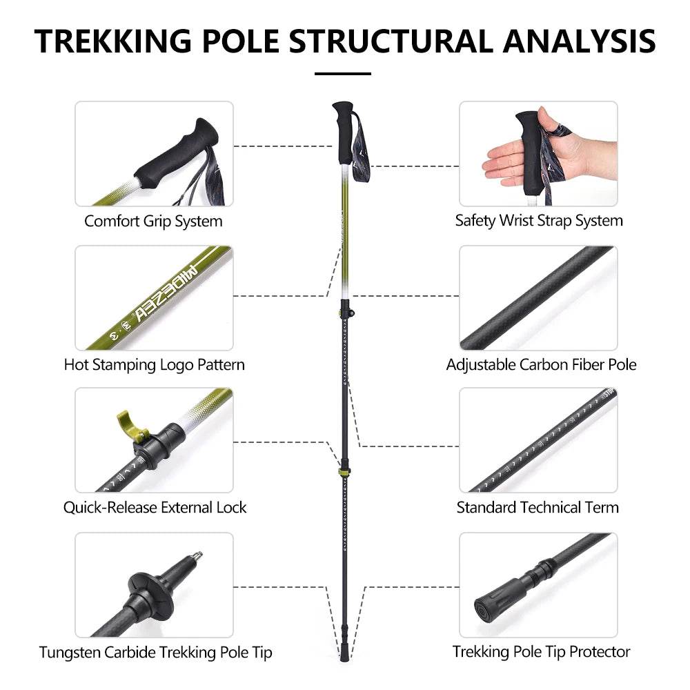 Widesea Carbon Telescopic Trekking Poles - Fish & Cheaps | Fishing & Outdoor Gear