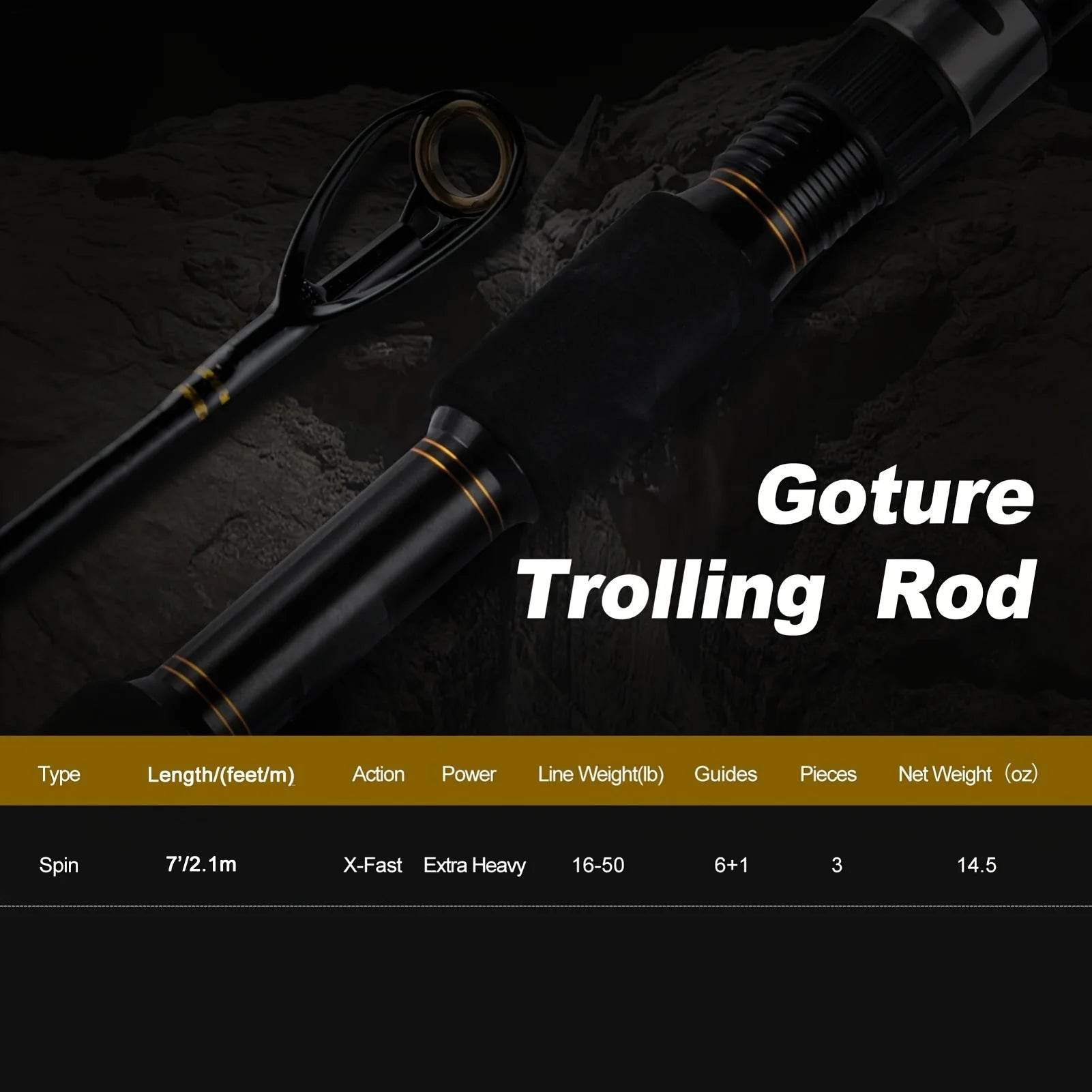 Goture Super Hard Trolling Rod – 2.1m, Spinning, 3-Section - Fish & Cheaps | Fishing & Outdoor Gear